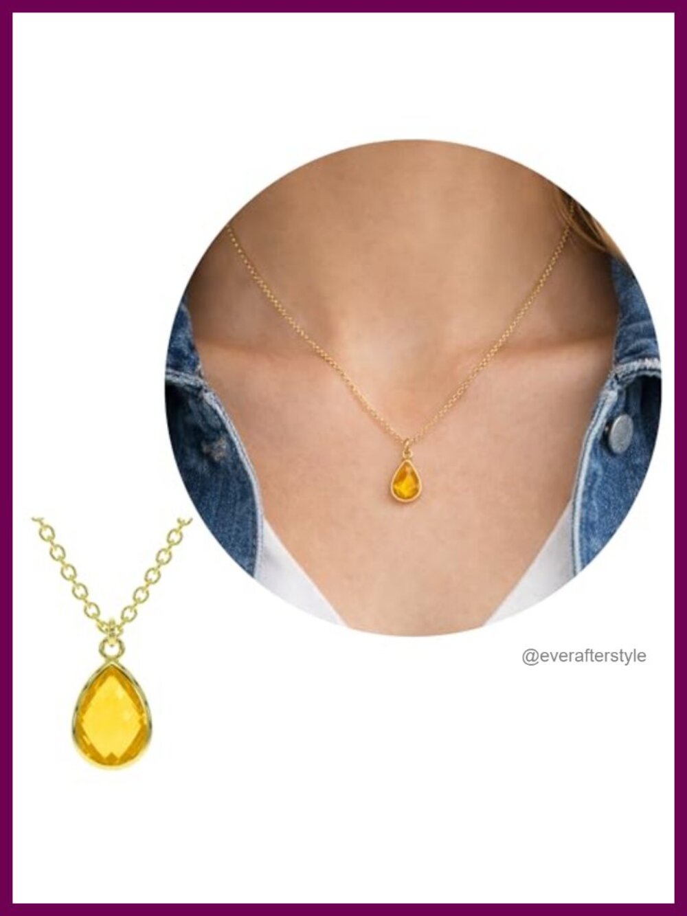 Citrine Crystal Necklace for Women, Gold Vermeil Pear Drop Pendant